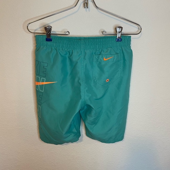 Nike youth, swim trunks, teal, and orange - Picture 3 of 5